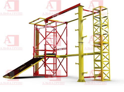 Учебно-тренировочный полигон Альпинист-2-0-3 от АЛЬФА ГРУПП для практических занятий на высоте и в замкнутом пространстве с применением средств индивидуальной защиты и стационарных анкерных систем.  
